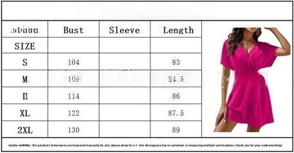 Women's clothing, summer beach sunscreen skirt casual V-neck pleated dress women