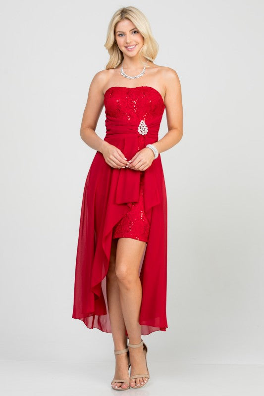 Open back lace and chiffon surplus dress