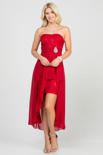 Open back lace and chiffon surplus dress