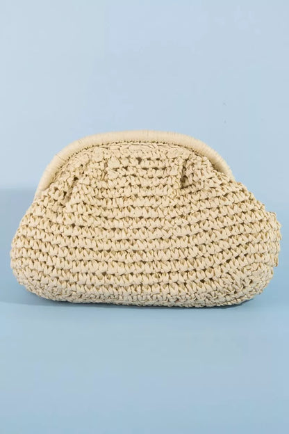 Fame Woven Raffia Frame Shoulder Bag