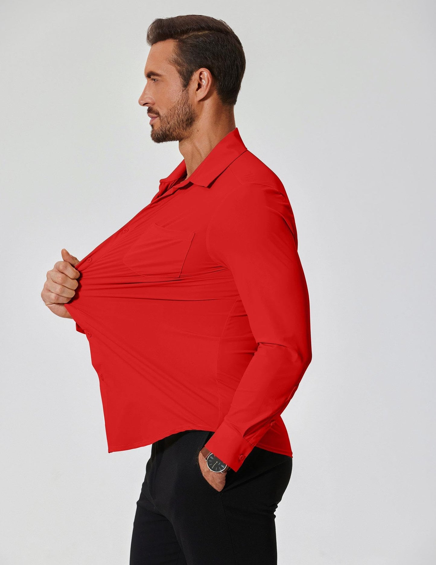 COOFANDY Stretch Mens Dress Shirts Wrinkle Free Long Sleeve Dress Shirt Muscle Fit Button Down Shirt