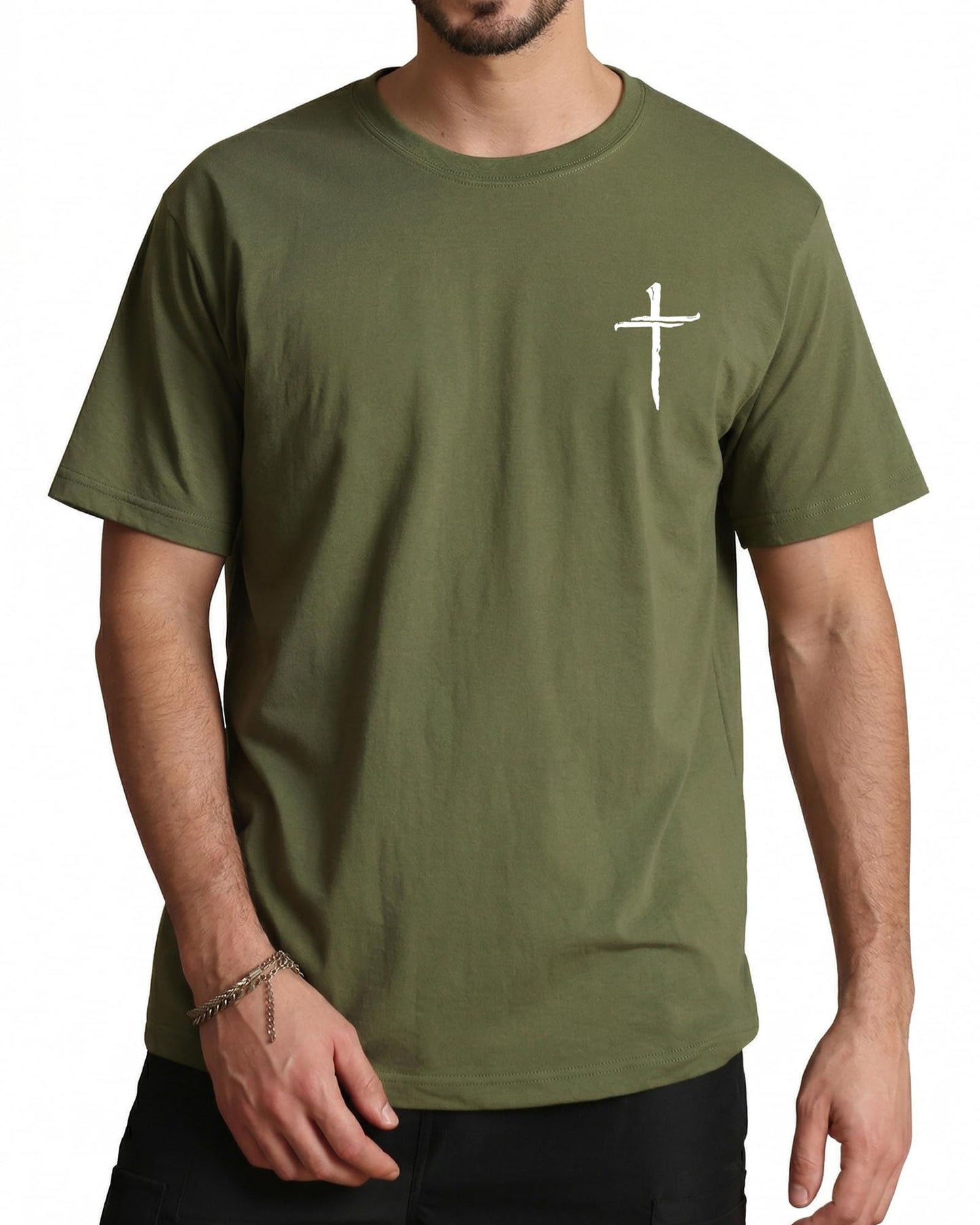 Aiyino Mens Cotton Christian Cross Graphic T Shirt Minimal Faith Casual Crew Neck Tee for Church