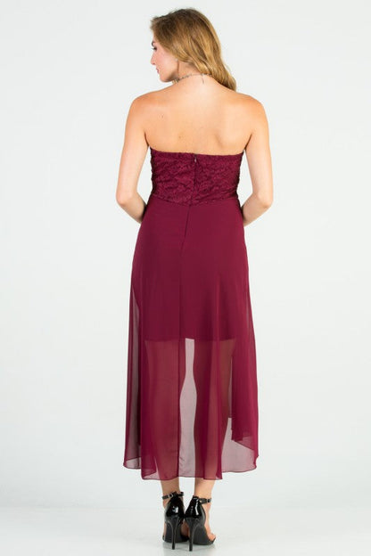 Open back lace and chiffon surplus dress