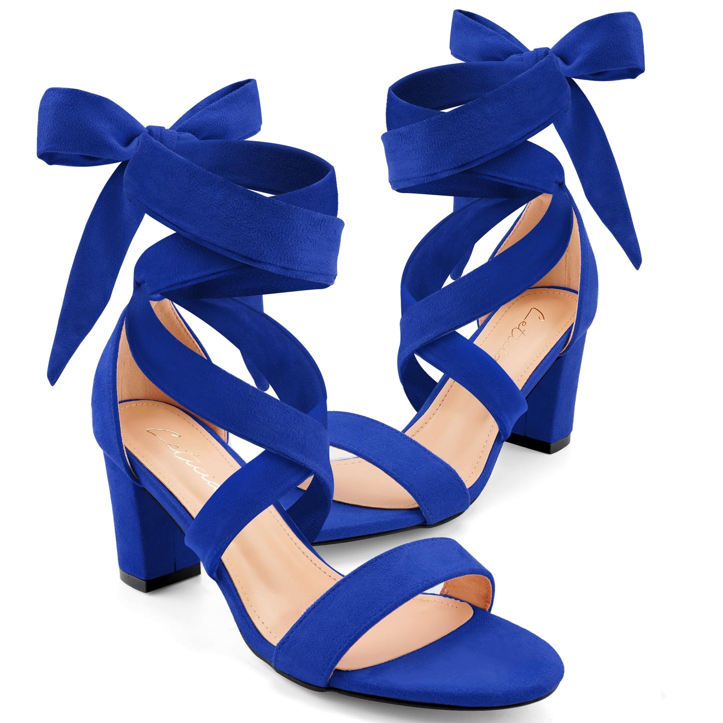 Leticia Strappy Heels for Women Chunky Heel Sexy Open Toe Lace Up Block Heels Comfortable High Heeled Sandals for Women Dressy Summer