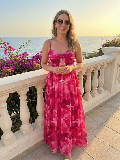 2026 Cocktail Dresses for Wedding Guest Spring Summer Floral Maxi Spaghetti Strap Beach Vacation Boho Club Party