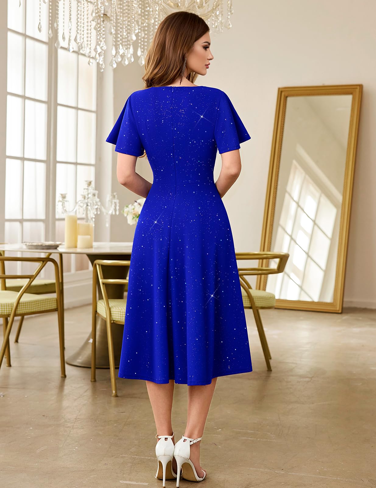 HomRain Vestidos de cóctel brillantes con purpurina para mujer, vestido de dama de honor para invitados de boda, vestido de graduación