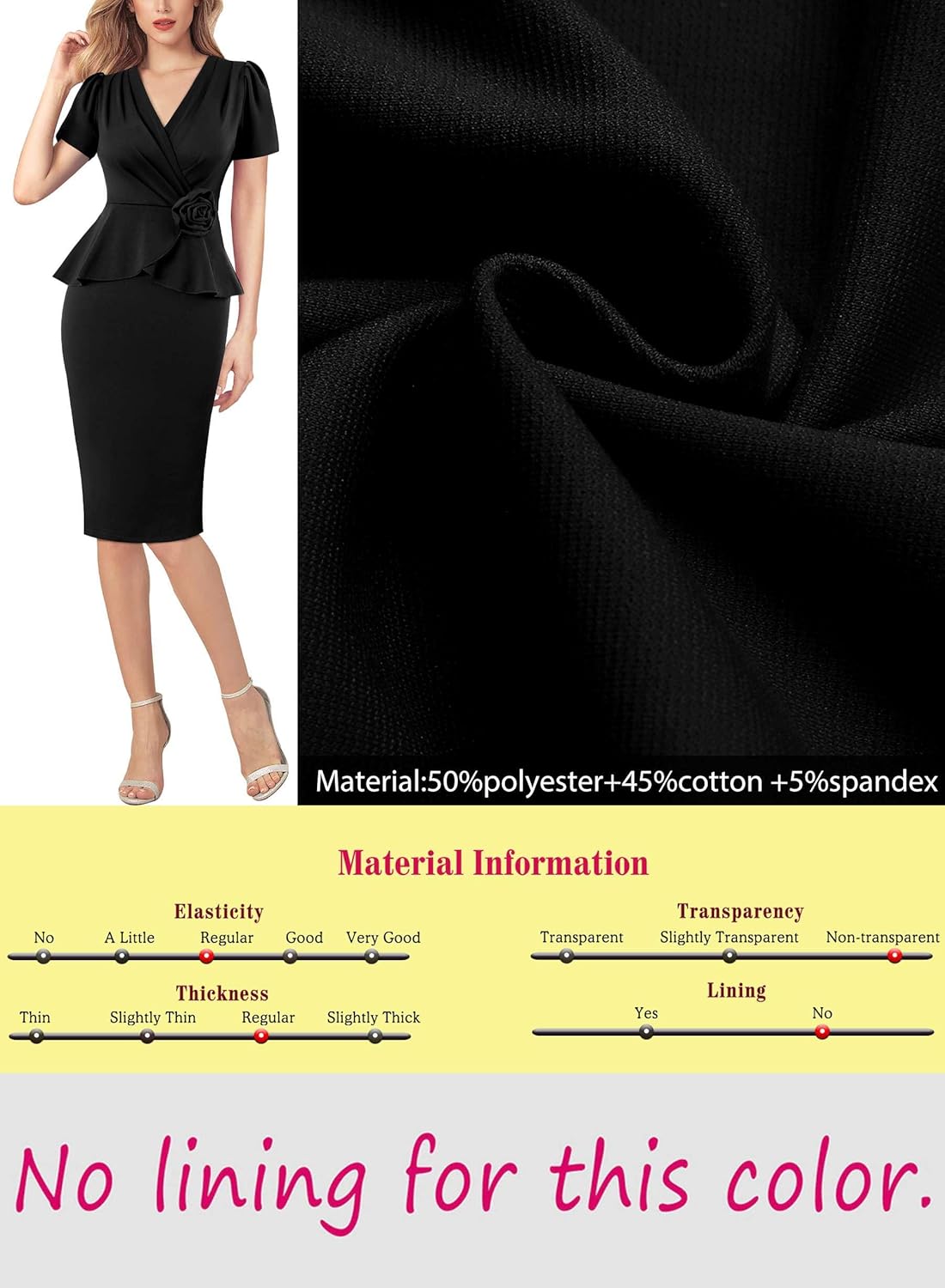 VFSHOW Womens 2024 Business Work Office 3D Flower Pleated Puff Sleeve Faux Wrap V Neck Slim Bodycon Pencil Dress