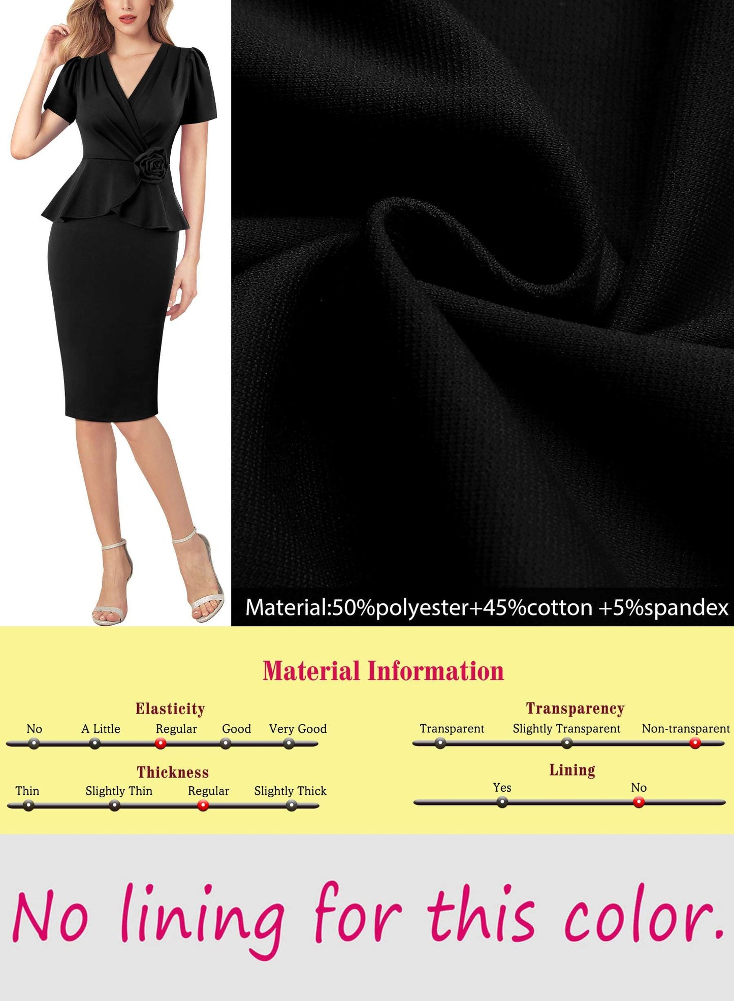 VFSHOW Womens 2024 Business Work Office 3D Flower Pleated Puff Sleeve Faux Wrap V Neck Slim Bodycon Pencil Dress