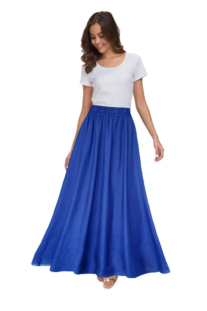 Womens Chiffon Retro Maxi Skirt Vintage Ankle-Length Skirts