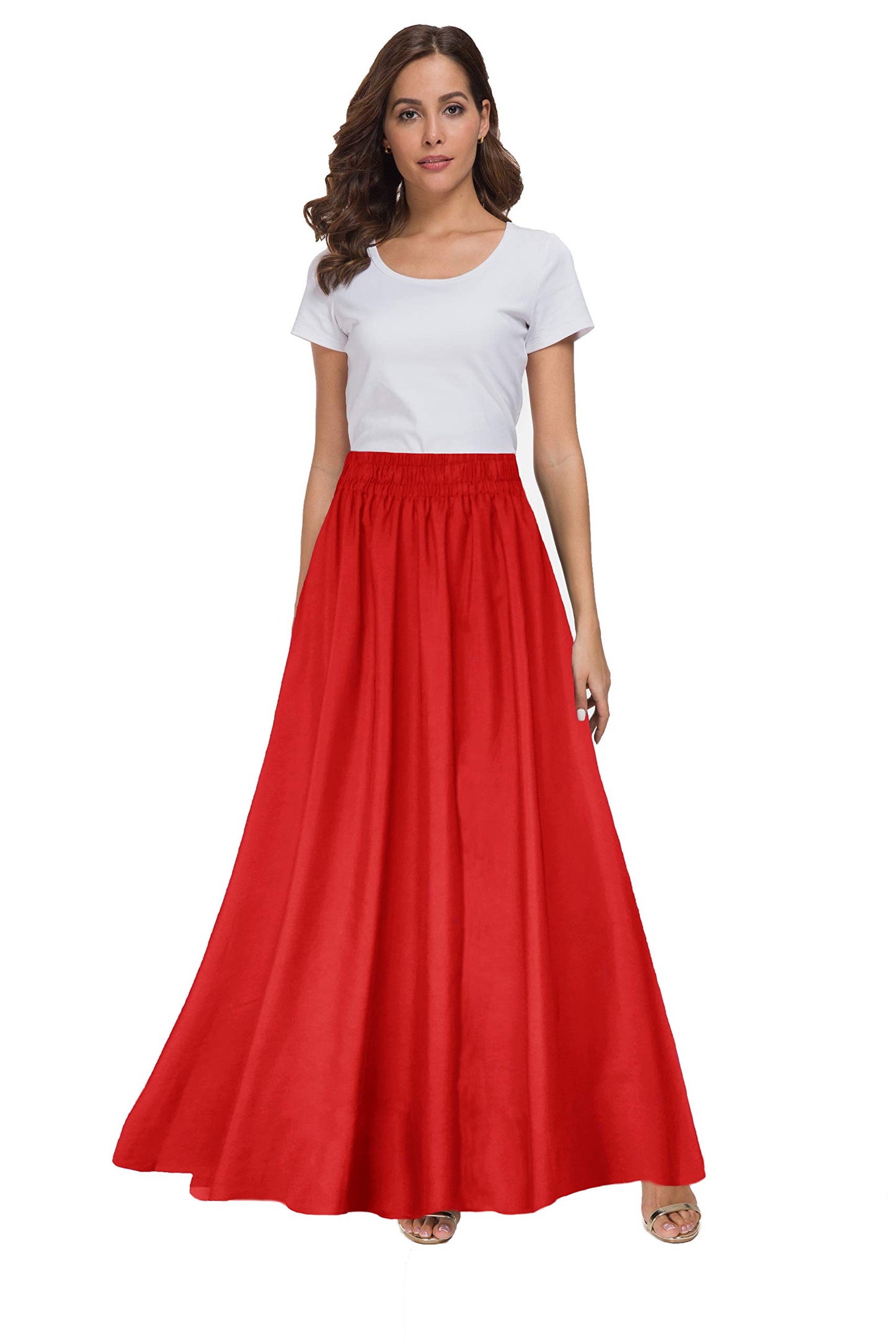 Womens Chiffon Retro Maxi Skirt Vintage Ankle-Length Skirts