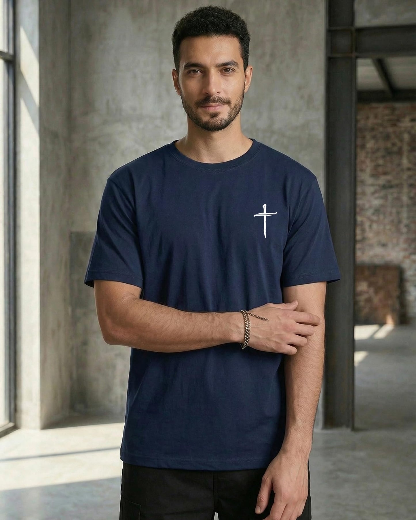 Aiyino Mens Cotton Christian Cross Graphic T Shirt Minimal Faith Casual Crew Neck Tee for Church