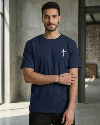 Aiyino Mens Cotton Christian Cross Graphic T Shirt Minimal Faith Casual Crew Neck Tee for Church