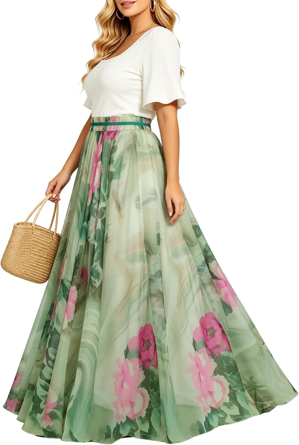 Womens Long Chiffon Bohemian Skirt Gypsy Dress Maxi Boho Beach Skirt