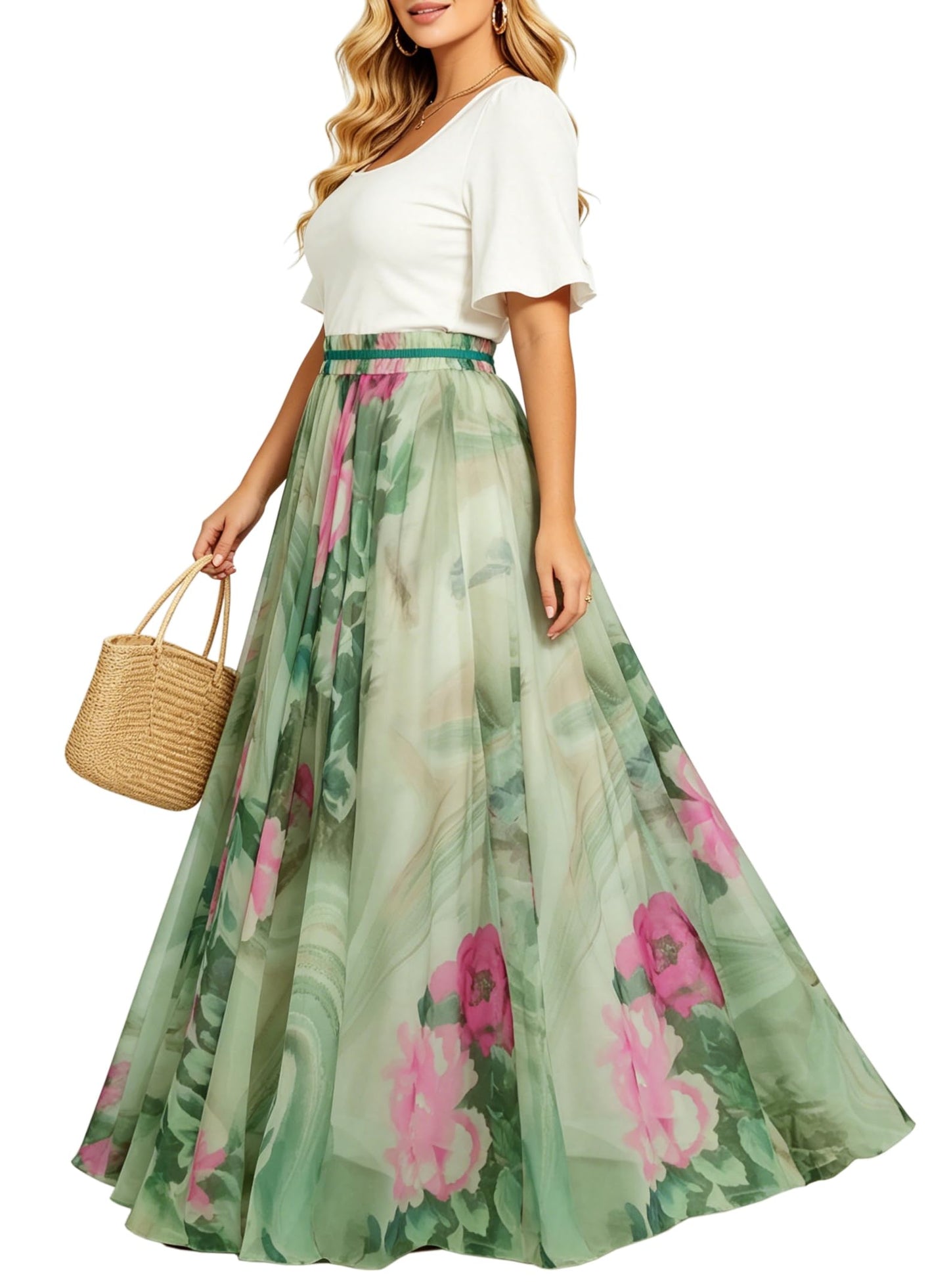 Womens Long Chiffon Bohemian Skirt Gypsy Dress Maxi Boho Beach Skirt