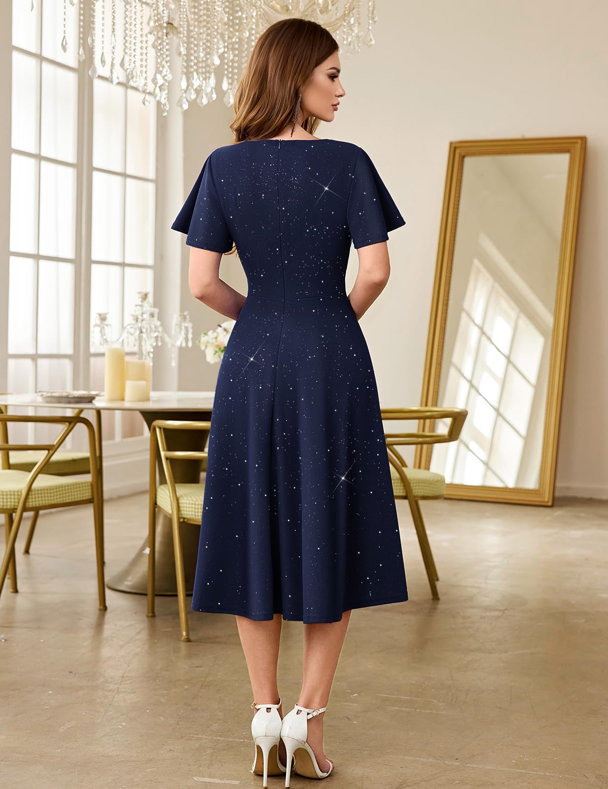 HomRain Vestidos de cóctel brillantes con purpurina para mujer, vestido de dama de honor para invitados de boda, vestido de graduación