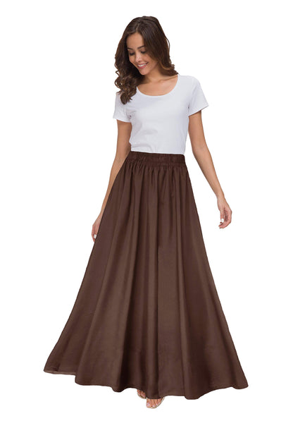 Womens Chiffon Retro Maxi Skirt Vintage Ankle-Length Skirts