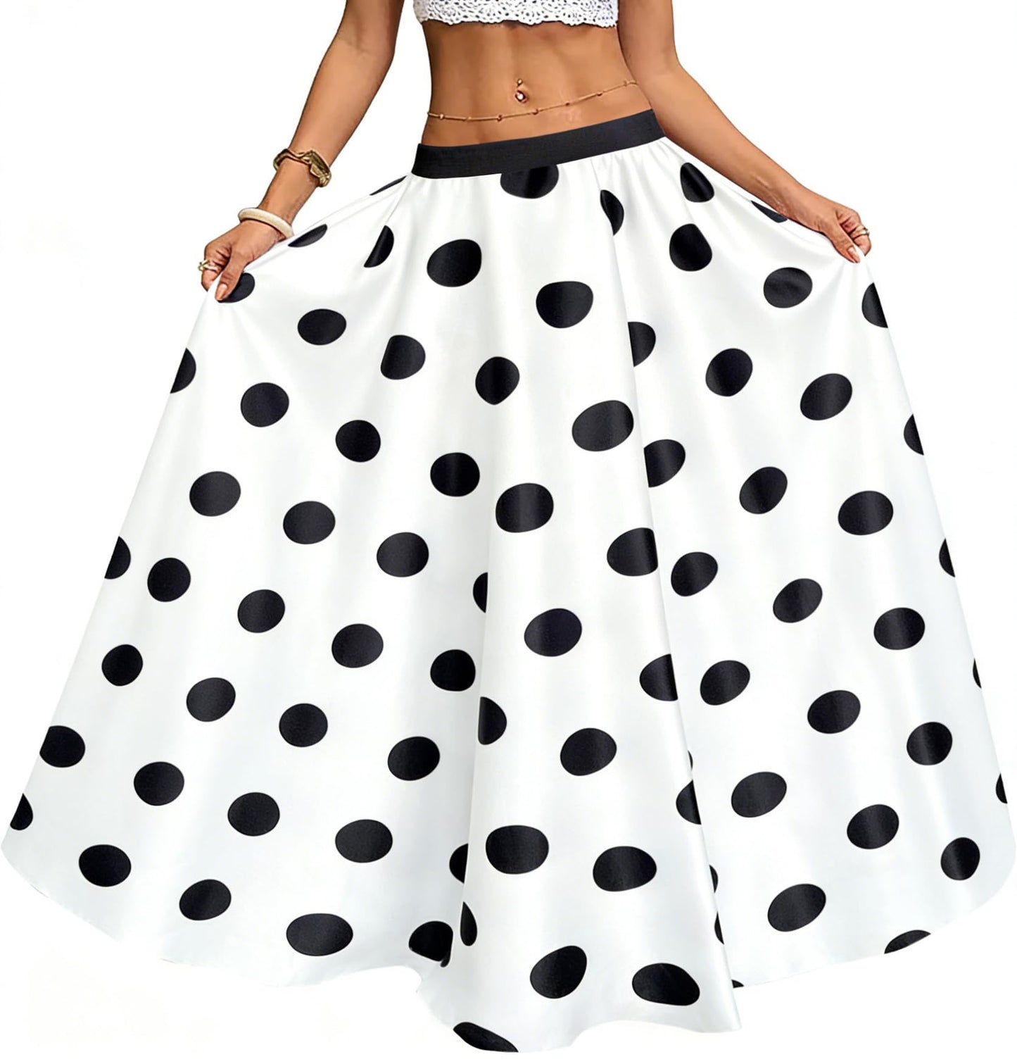 Women's Chiffon Stripe Maxi Skirt High Waist Mopping Floor Skirts