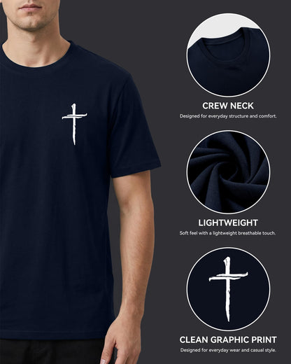 Aiyino Mens Cotton Christian Cross Graphic T Shirt Minimal Faith Casual Crew Neck Tee for Church