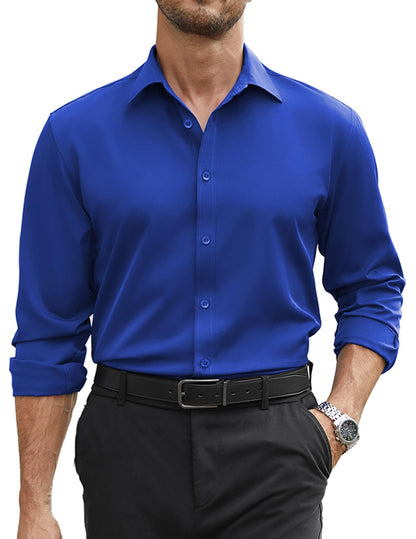 COOFANDY Mens Stretch Dress Shirts Long Sleeve Button Down Shirt Regular Fit Formal Business Wedding Shirts
