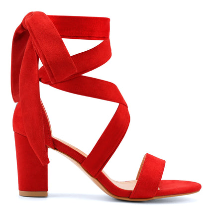Leticia Strappy Heels for Women Chunky Heel Sexy Open Toe Lace Up Block Heels Comfortable High Heeled Sandals for Women Dressy Summer
