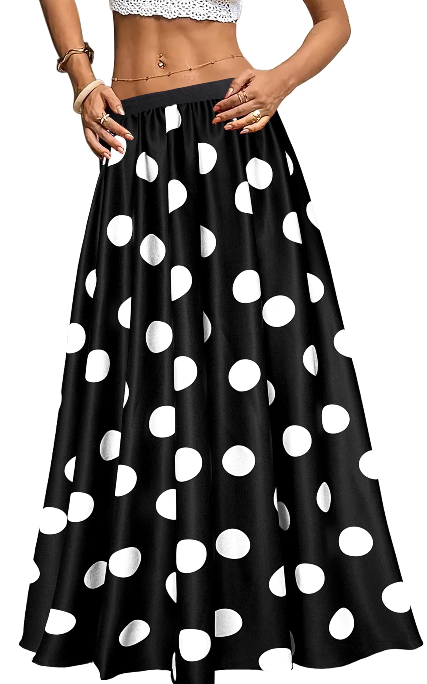 Women's Chiffon Stripe Maxi Skirt High Waist Mopping Floor Skirts