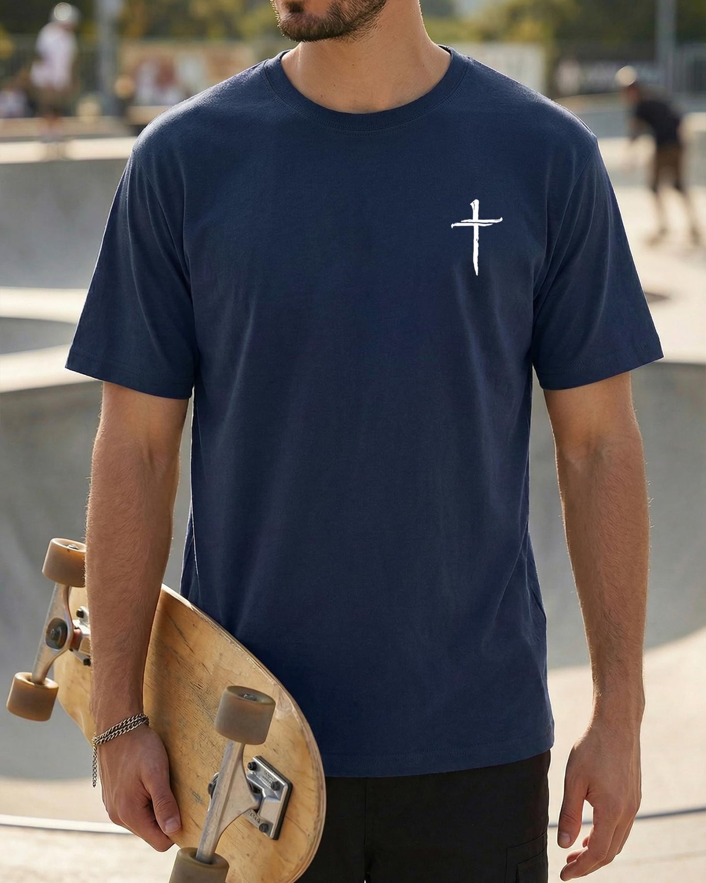 Aiyino Mens Cotton Christian Cross Graphic T Shirt Minimal Faith Casual Crew Neck Tee for Church