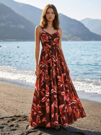 2026 Cocktail Dresses for Wedding Guest Spring Summer Floral Maxi Spaghetti Strap Beach Vacation Boho Club Party