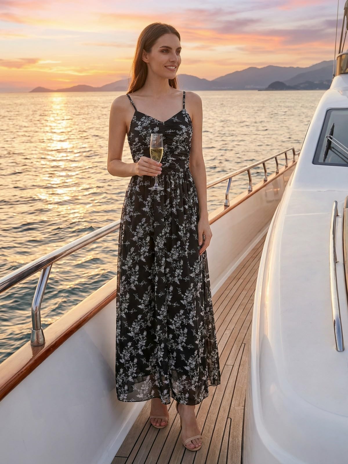 2026 Cocktail Dresses for Wedding Guest Spring Summer Floral Maxi Spaghetti Strap Beach Vacation Boho Club Party