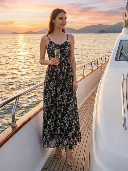 2026 Cocktail Dresses for Wedding Guest Spring Summer Floral Maxi Spaghetti Strap Beach Vacation Boho Club Party