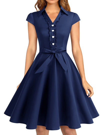 Wedtrend Women's 1950s Retro Rockabilly Dress Cap Sleeve Vintage Swing Dress