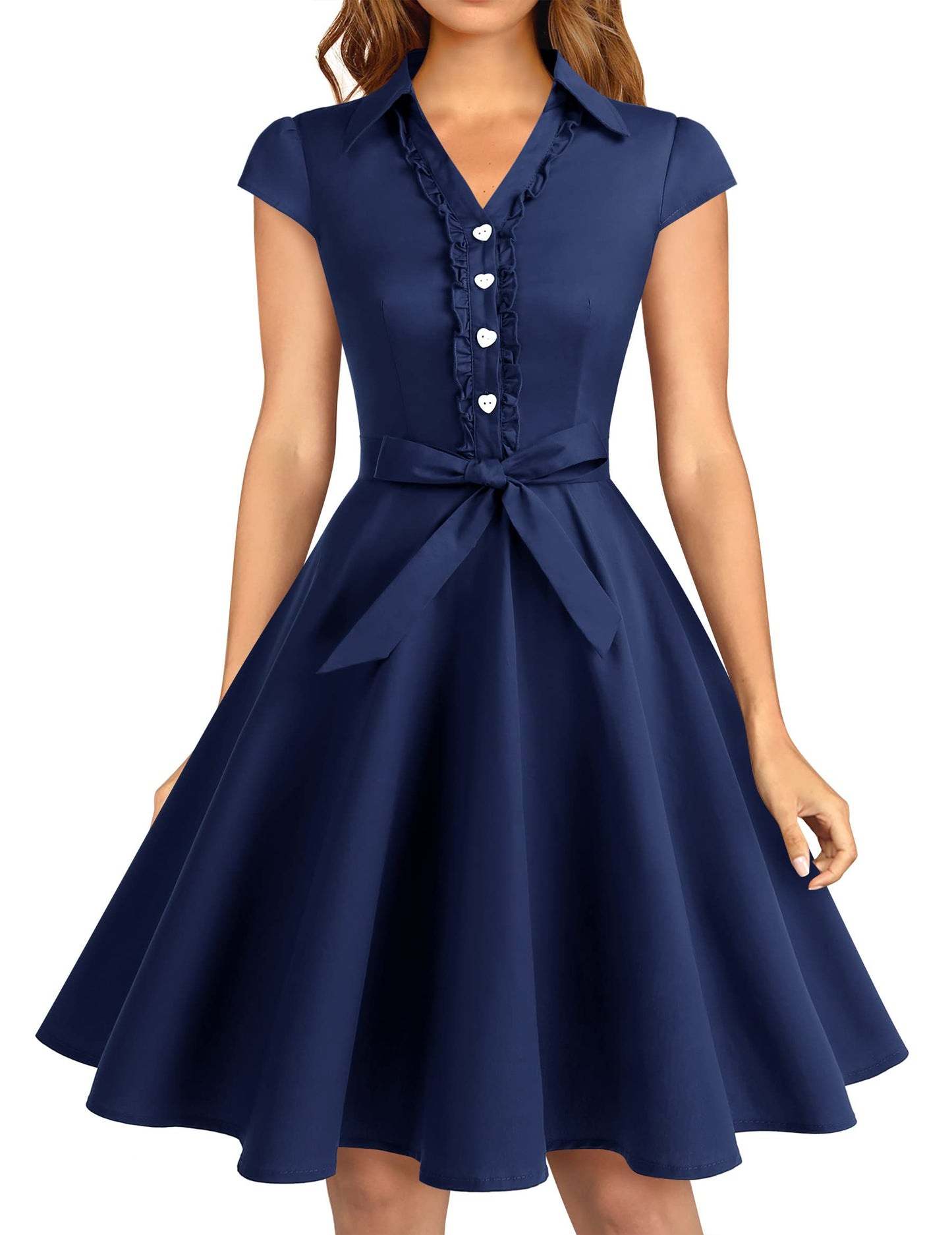 Wedtrend Women's 1950s Retro Rockabilly Dress Cap Sleeve Vintage Swing Dress