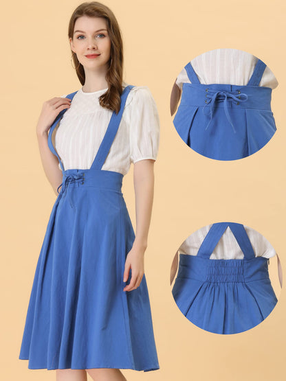 Allegra K Women's Cute Suspender Skirt High Waist Overall Corset Skater Skirt Short Mini Dress