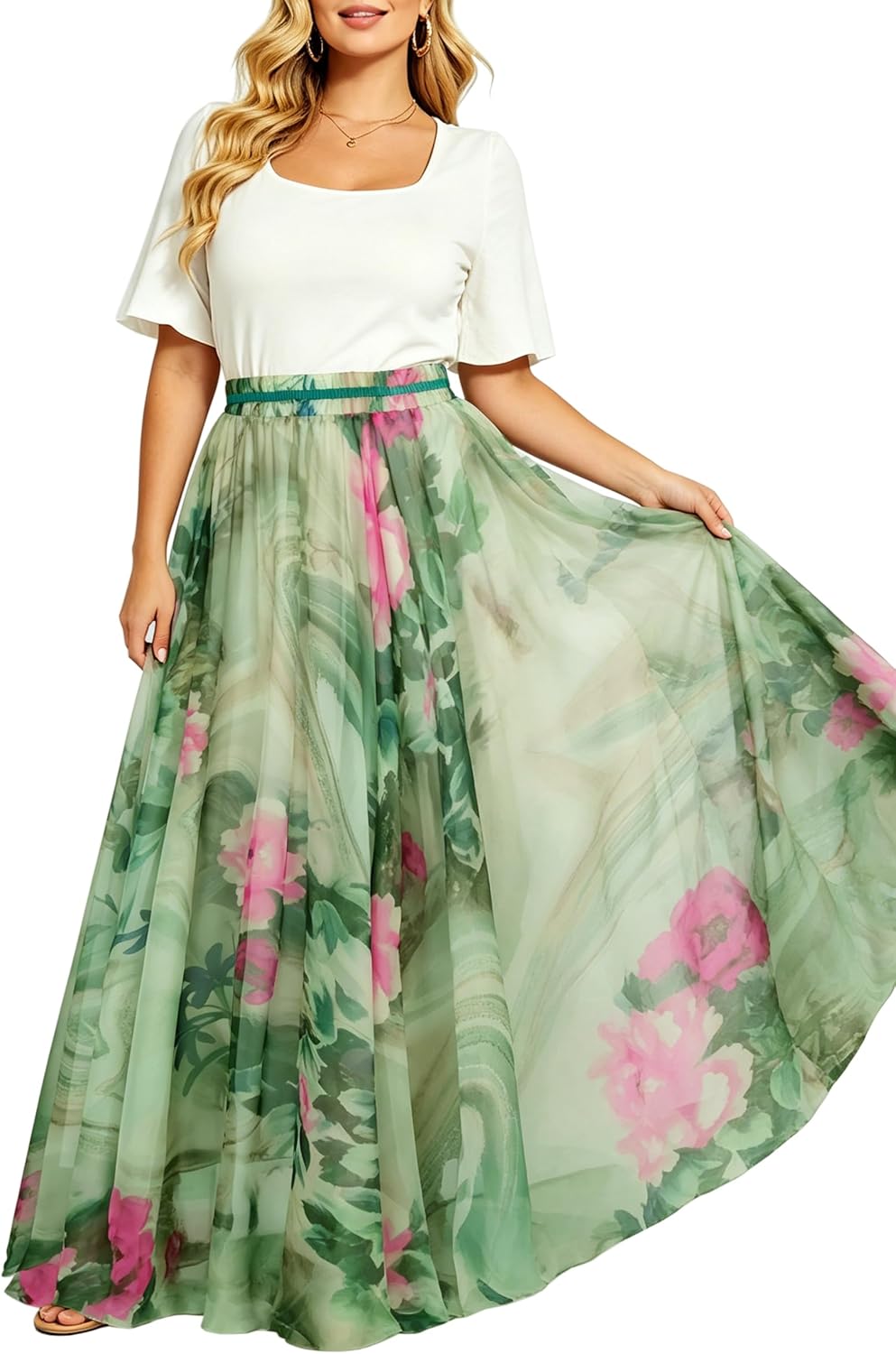 Womens Long Chiffon Bohemian Skirt Gypsy Dress Maxi Boho Beach Skirt