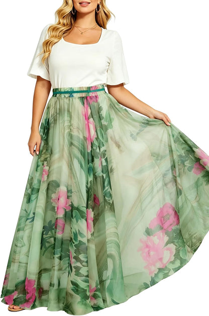 Womens Long Chiffon Bohemian Skirt Gypsy Dress Maxi Boho Beach Skirt