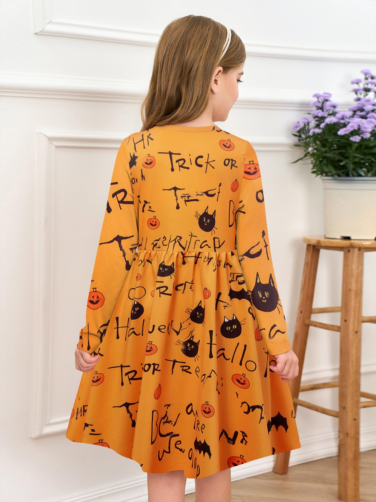 Girls Dresses Kids Button Down Midi Long Sleeve Casual A Line Dress with Pockets 4-14 Years