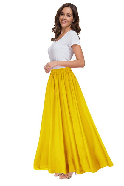 Womens Chiffon Retro Maxi Skirt Vintage Ankle-Length Skirts