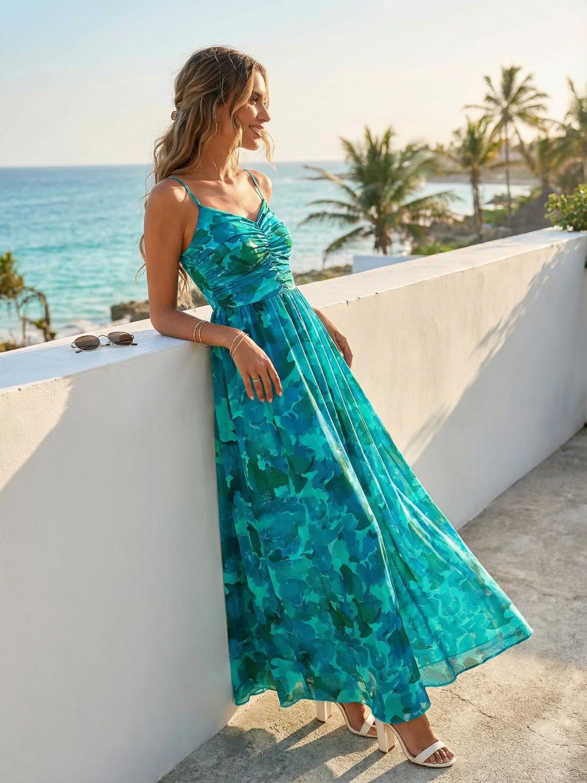 2026 Cocktail Dresses for Wedding Guest Spring Summer Floral Maxi Spaghetti Strap Beach Vacation Boho Club Party
