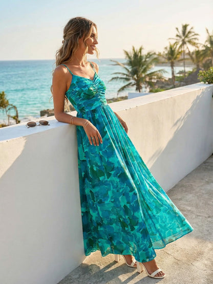 2026 Cocktail Dresses for Wedding Guest Spring Summer Floral Maxi Spaghetti Strap Beach Vacation Boho Club Party