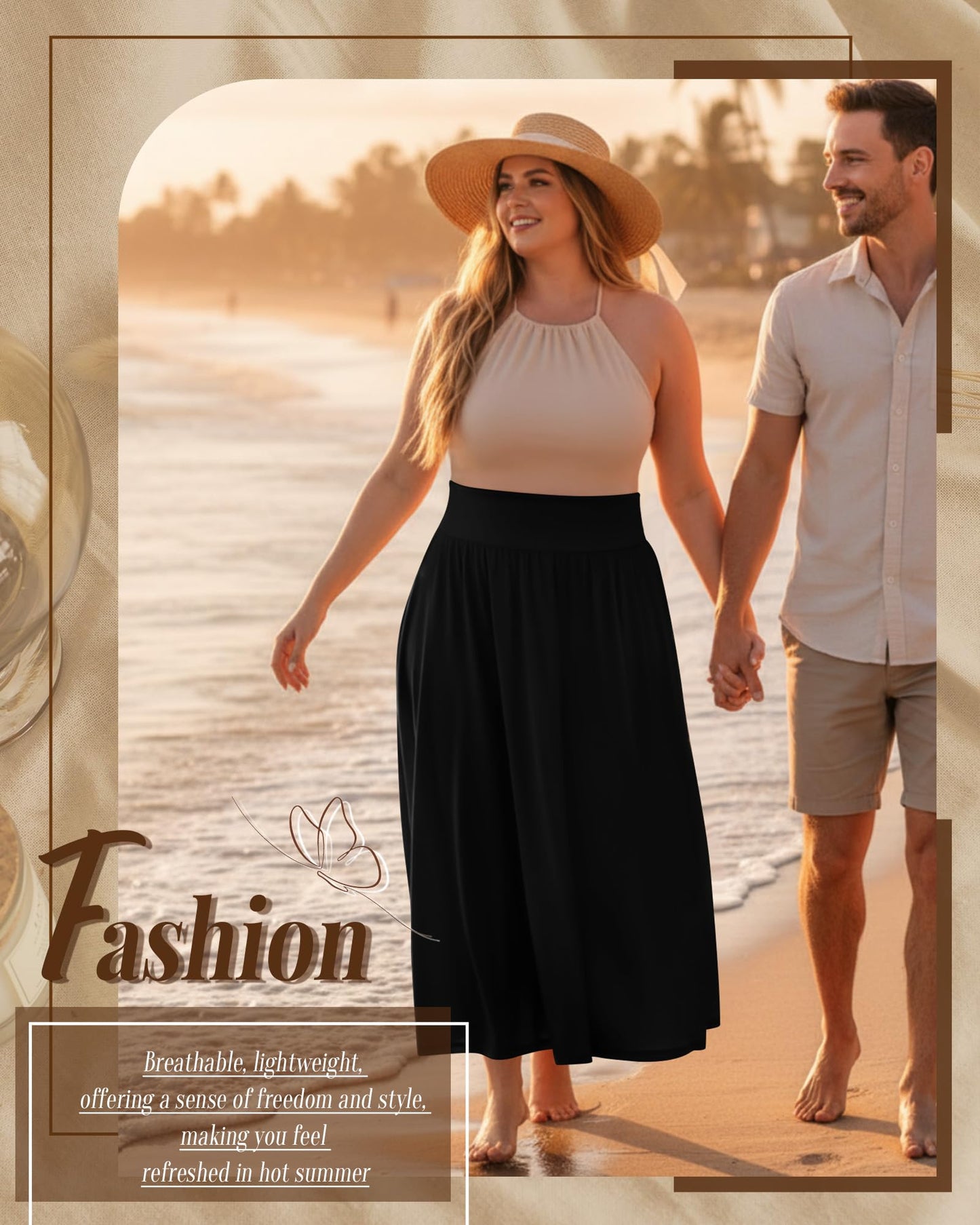 Plus Size Maxi Skirt for Curvy Women Pockets 2026 Ankle Length High Waisted Pleated Flowy a Line Summer Long Skirt