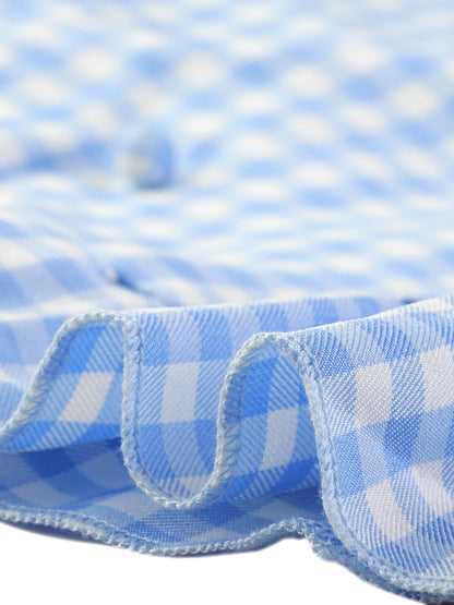 Allegra K Women's Gingham Checks Ruffled Peter Pan Collar Cute Mini Dress