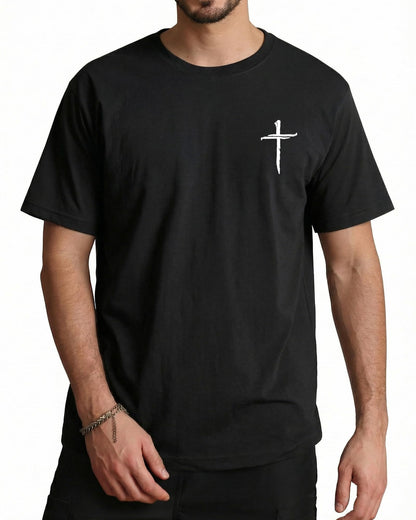 Aiyino Mens Cotton Christian Cross Graphic T Shirt Minimal Faith Casual Crew Neck Tee for Church