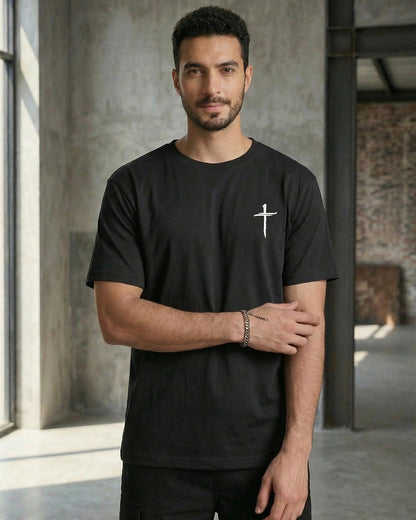 Aiyino Mens Cotton Christian Cross Graphic T Shirt Minimal Faith Casual Crew Neck Tee for Church