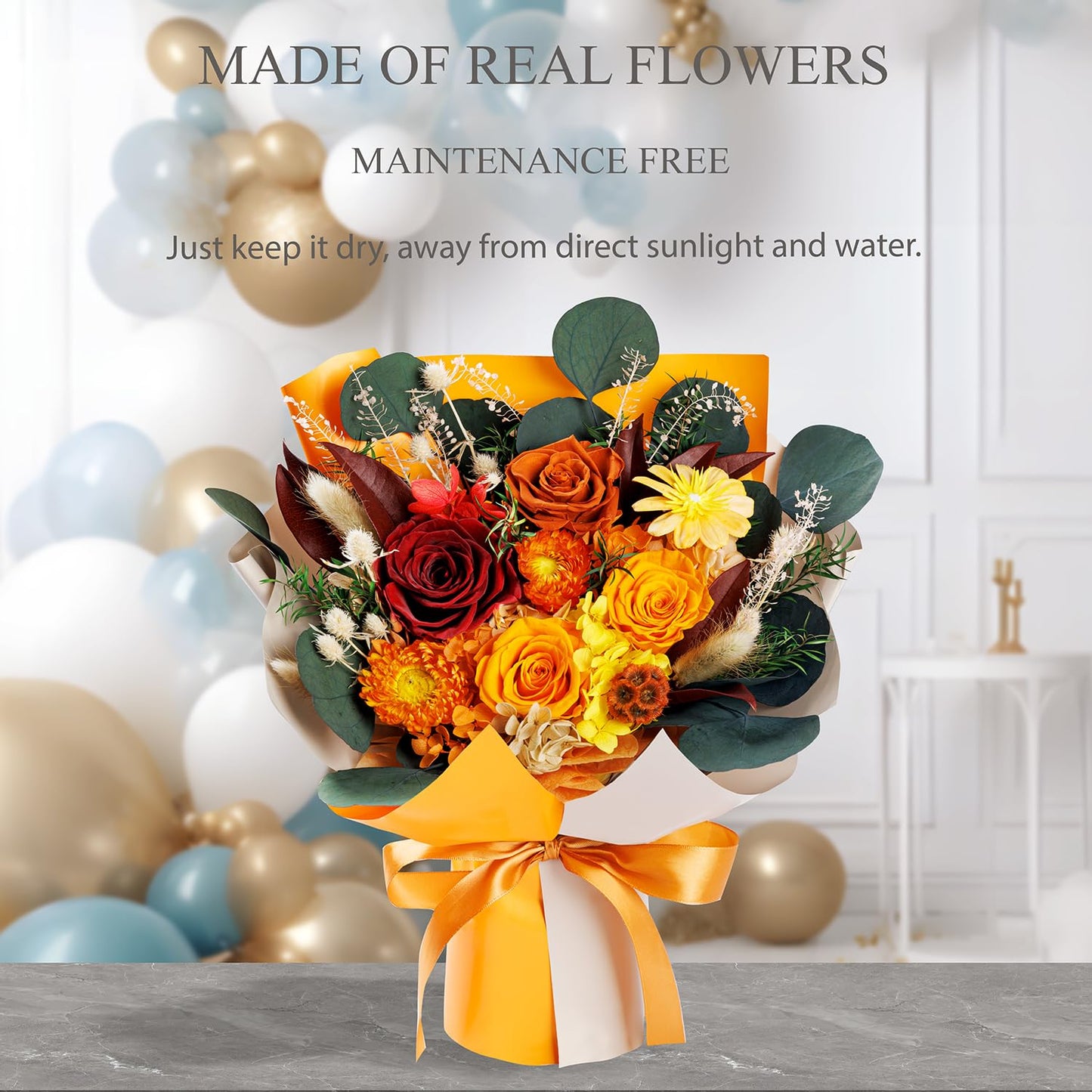 Perfectione Roses 4 Roses Mixed Bouquet for Mother's Day, Flowers for Delivery, Preserved Flowers Birthday Gift for Women Mom Wife Grandma Her, Dusty Rose
