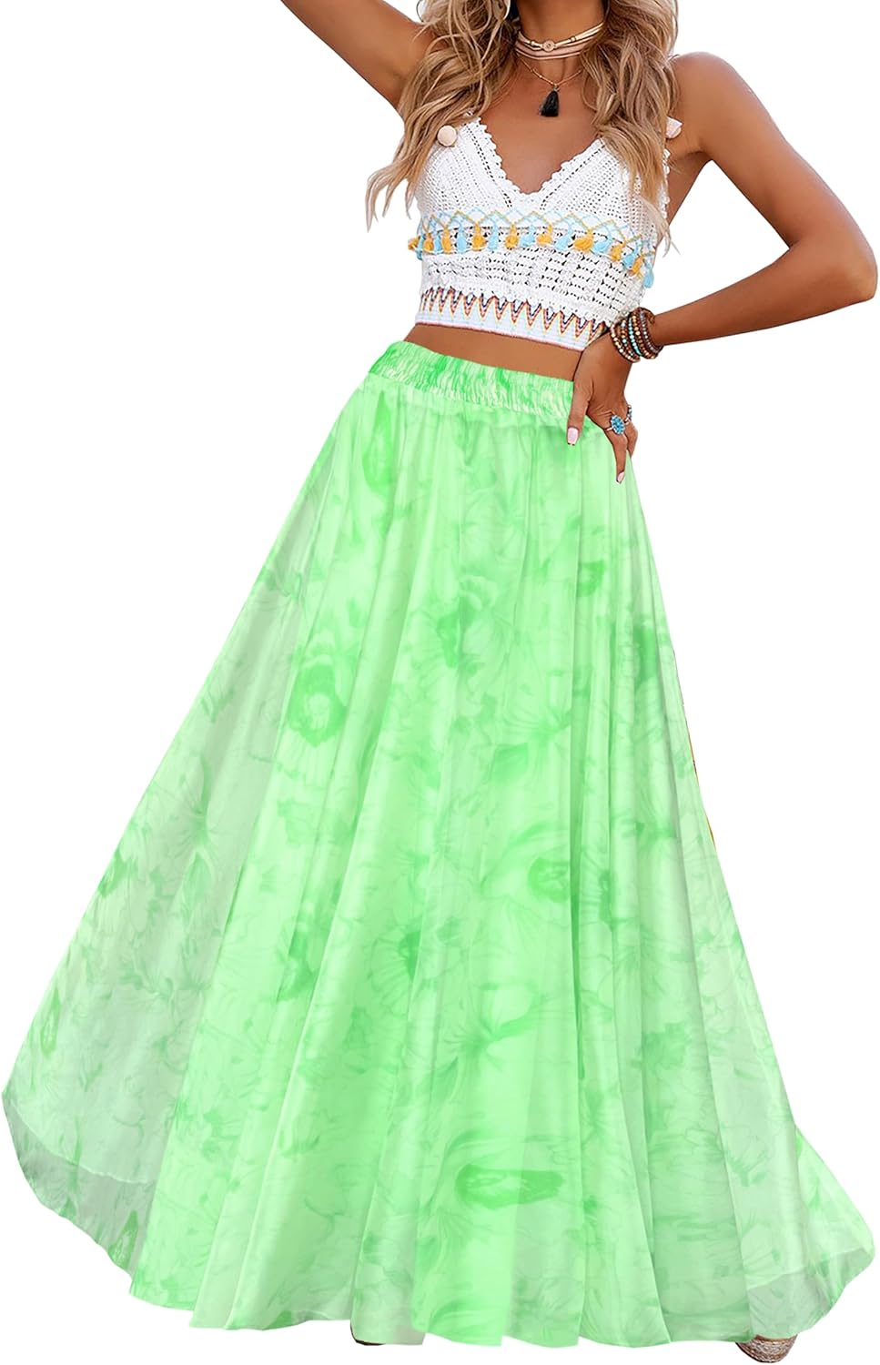 Womens Long Chiffon Bohemian Skirt Gypsy Dress Maxi Boho Beach Skirt