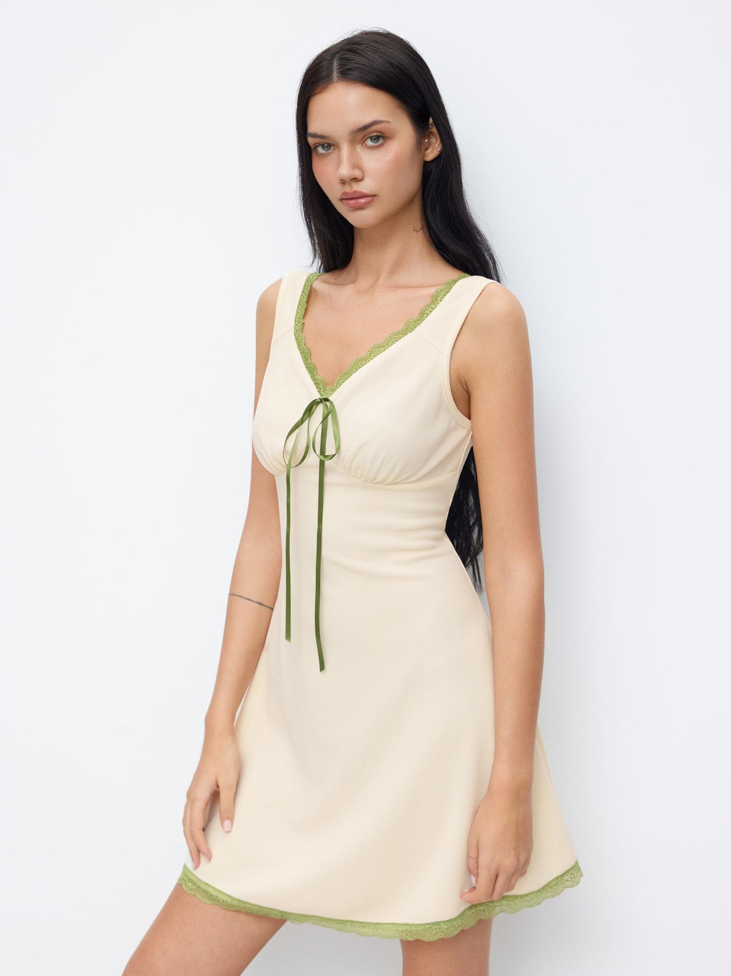 CIDER Women's Floral Mini Dress Fruit Sleeveless V Neck Lace Trim Sun Dress A Line Cute Summer Dresses Beach Vacation Outfits