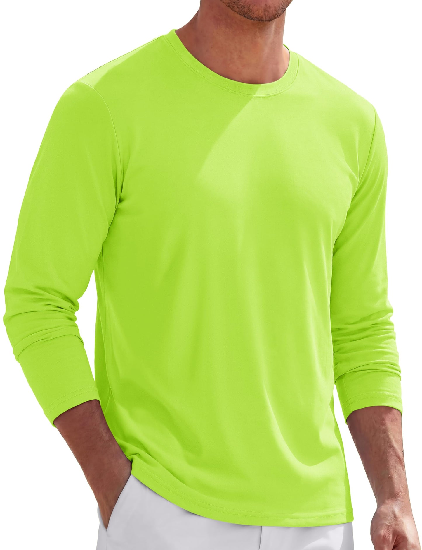 TACVASEN Long Sleeve Shirts for Men Cotton Soft Crew-Neck Moisture Wicking Mens Undershirt Comfort Solid Basic T Shirt