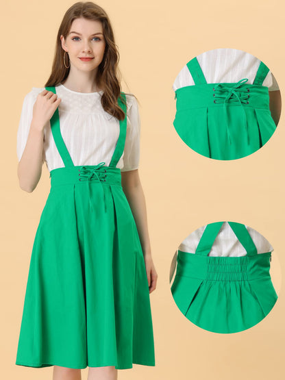 Allegra K Women's Cute Suspender Skirt High Waist Overall Corset Skater Skirt Short Mini Dress