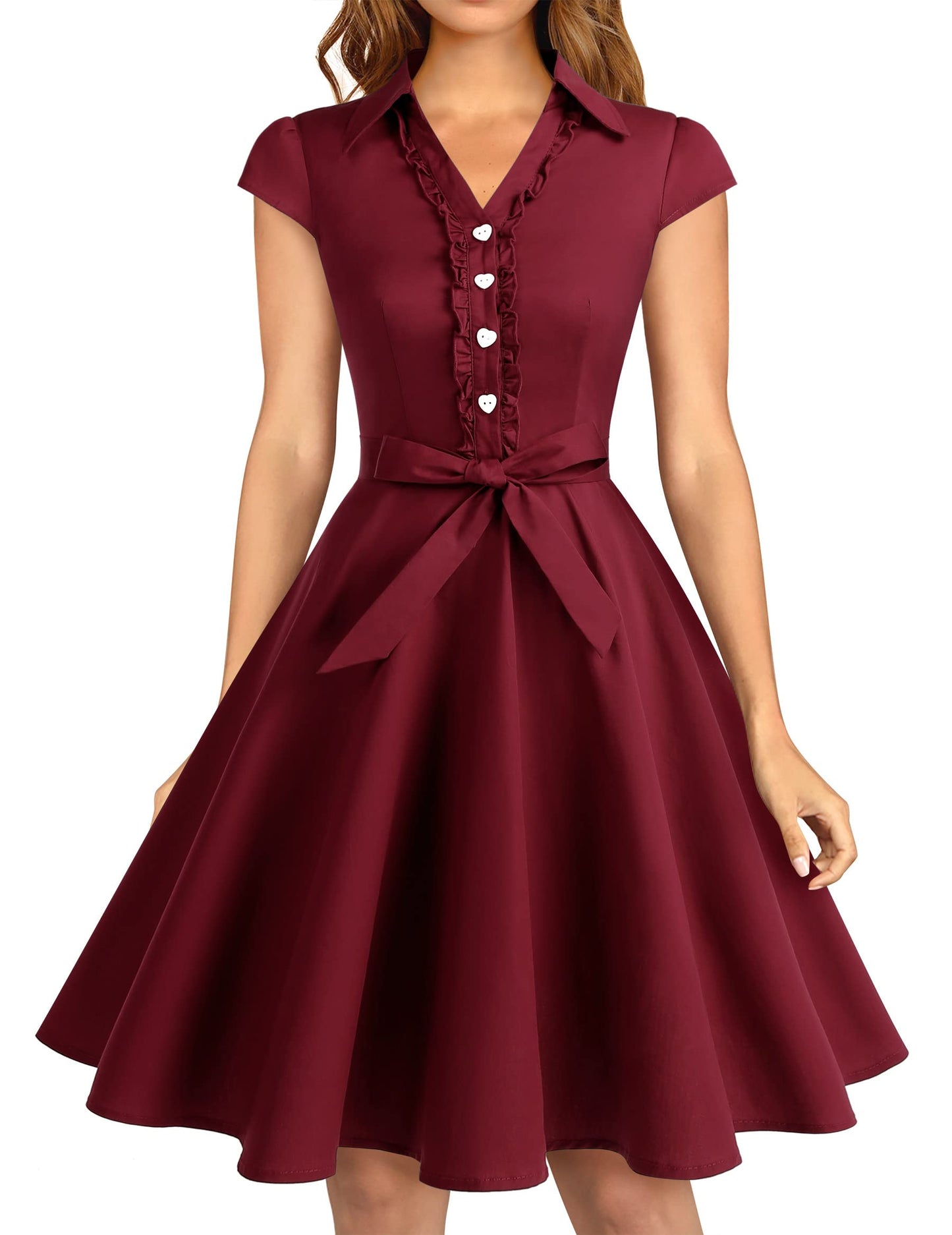 Wedtrend Women's 1950s Retro Rockabilly Dress Cap Sleeve Vintage Swing Dress