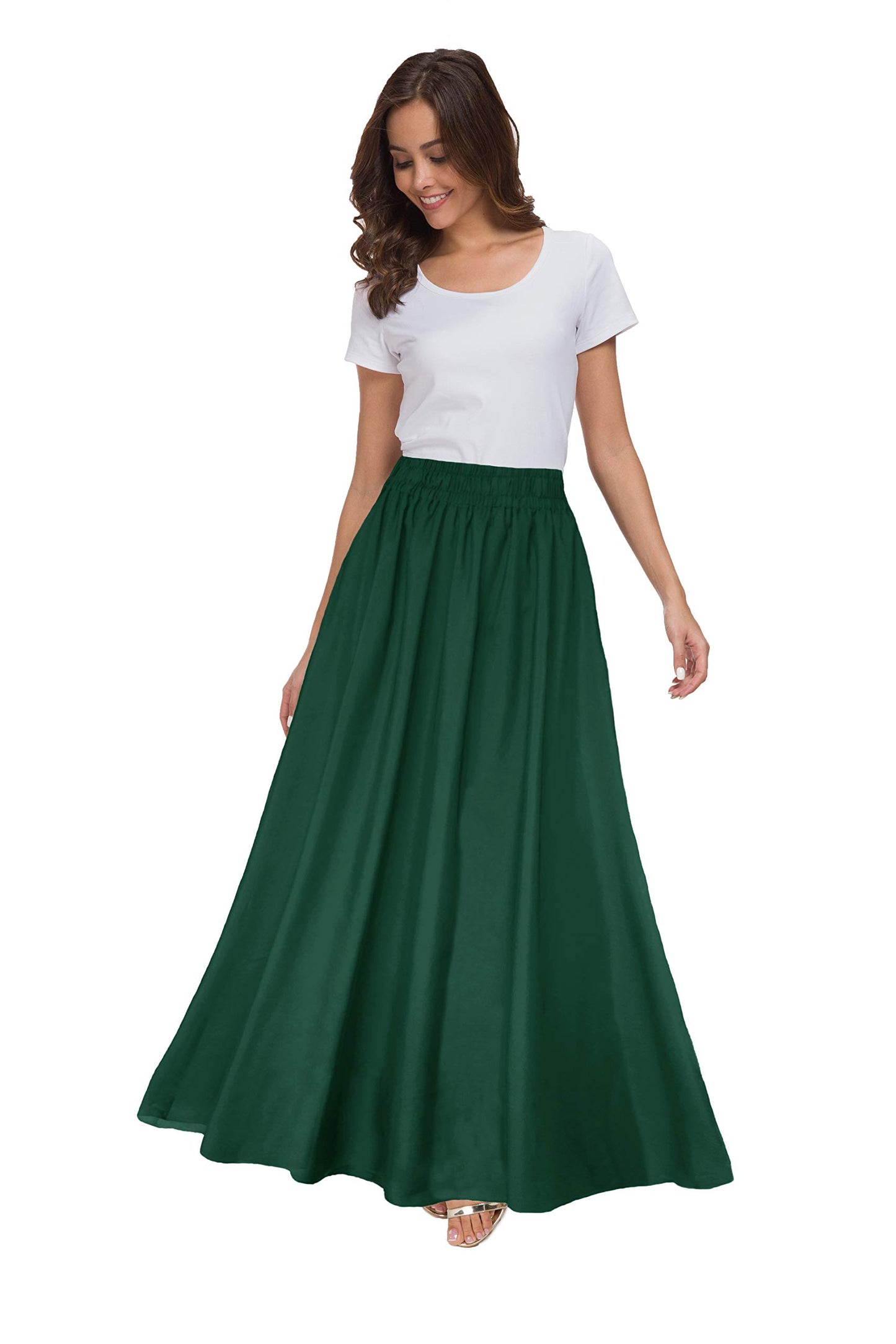 Womens Chiffon Retro Maxi Skirt Vintage Ankle-Length Skirts