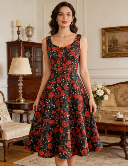 Belle Poque 1950s Vintage Dress for Women Sleeveless Homecoming Dresses Cocktail Party A-Line Summer Dress